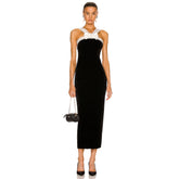 V Neck Sleeveless Midi Bowknot Bandage Dress